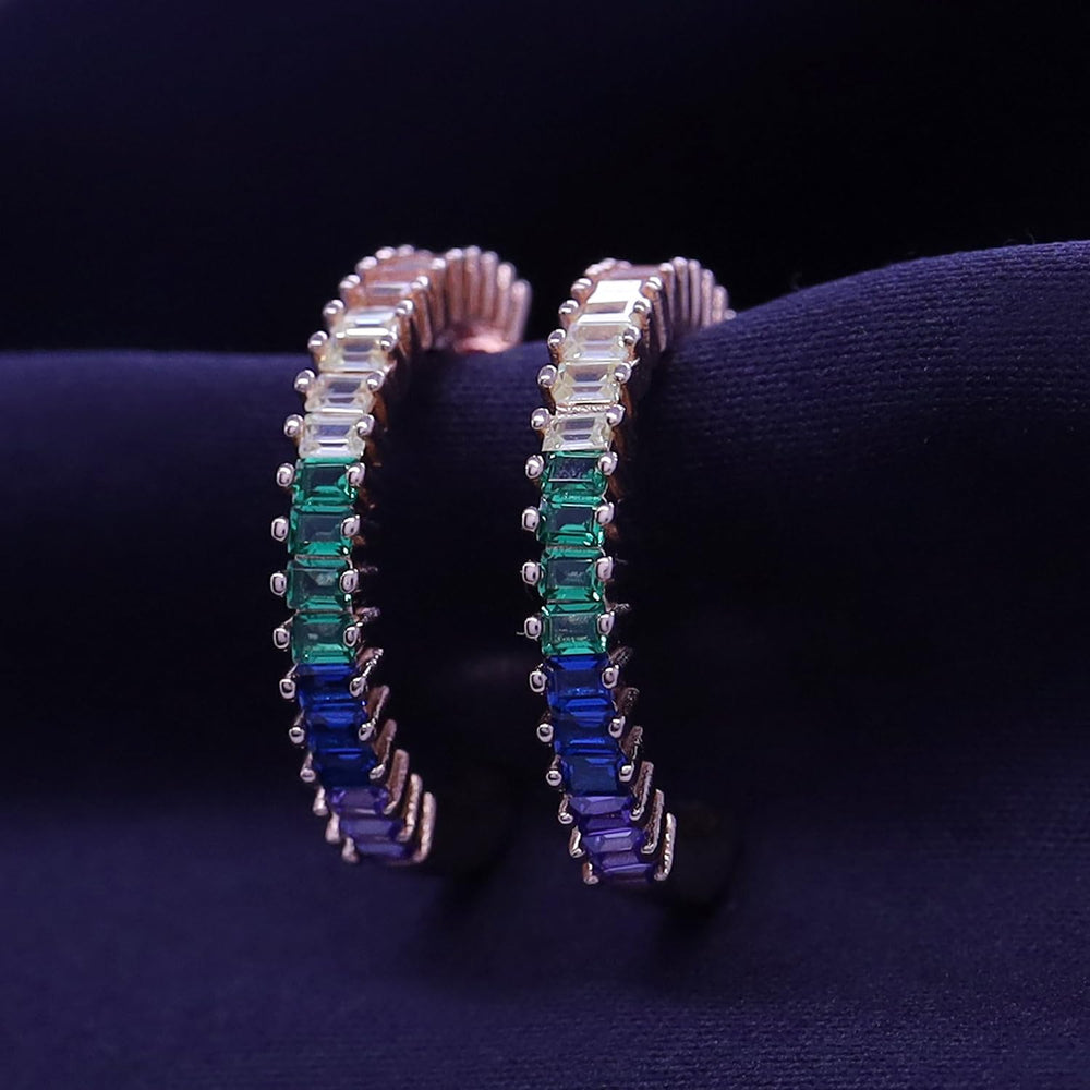 
                      
                        Multi-Color Cubic Zirconia Rainbow Hoop Earrings for Women In 925 Sterling Silver
                      
                    