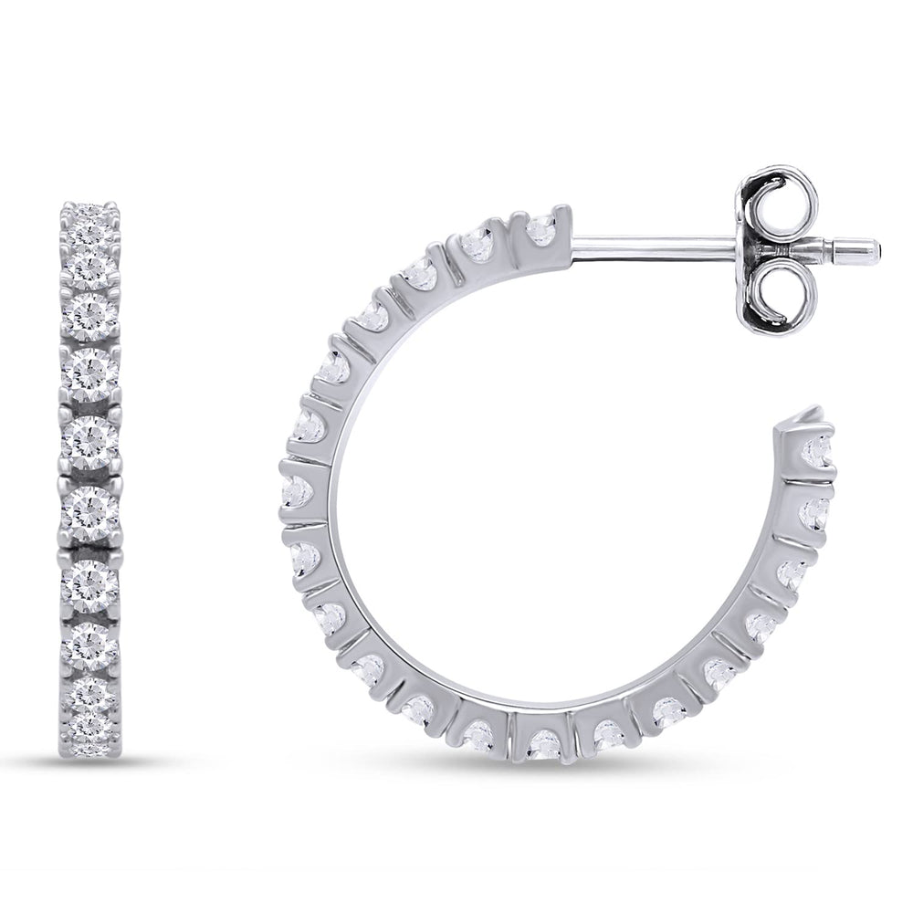 
                      
                        1/2 Carat Round Cut Lab Created Moissanite Diamond Eternity Hoop Earrings In 925 Sterling Silver (0.50 Cttw)
                      
                    