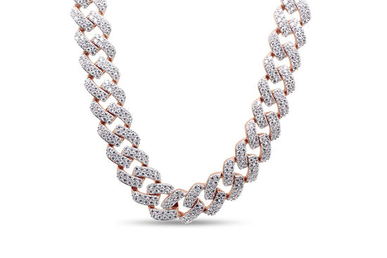 20 to 26 Carat Round Lab Created Moissanite Diamond 12MM Width Cuban Chain Necklace For Men In 925 Sterling Silver 18" to 24" Length