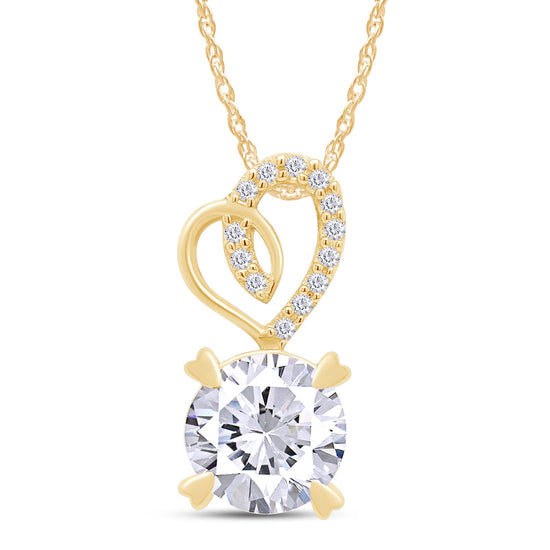 1 Carat Lab Created Moissanite Heart Pendant Necklaces In 14K Solid Gold for Women (1 Cttw)