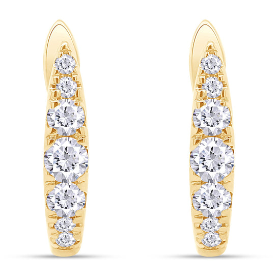 Round Cut Moissanite Lab Created Diamond Huggie Hoop Earrings For Women In 925 Sterling Silver