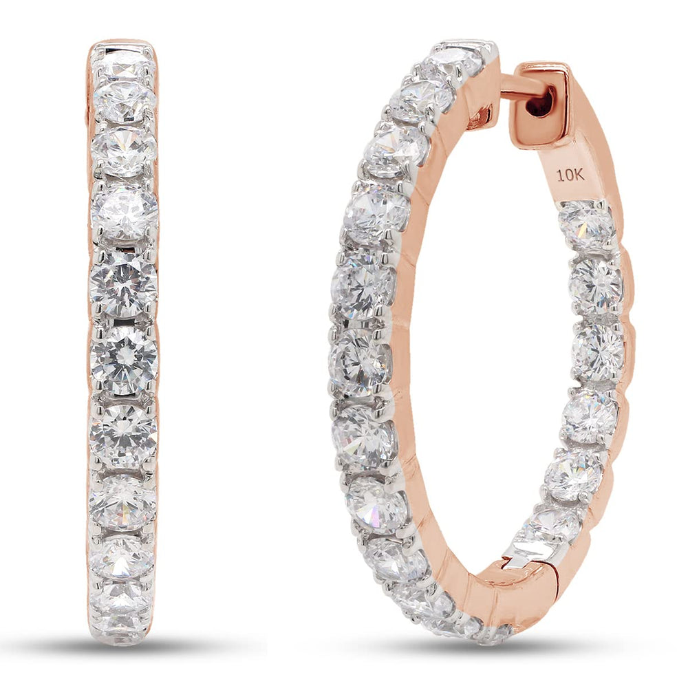 
                      
                        3 Carat Round Cut Lab Created Moissanite Diamond Inside Outside Hoop Earrings In 10K Or 14K Solid Gold
                      
                    