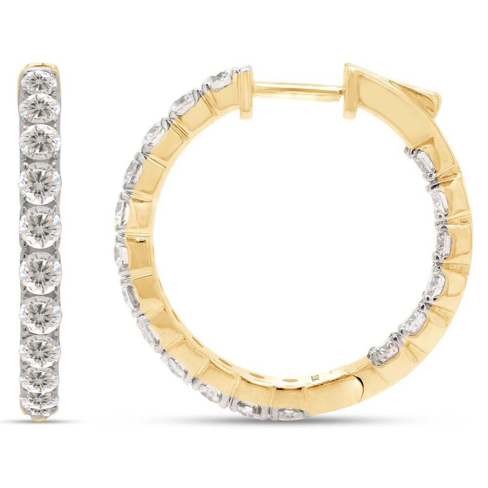 
                      
                        2 1/10 ct.t.w Round Cut Lab Created Moissanite Diamond Inside Outside Hoop Earrings In 10K Or 14K Solid Gold (2.10 Cttw)
                      
                    