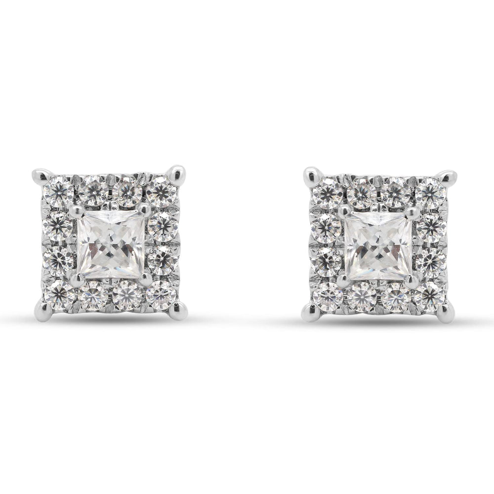 
                      
                        Princess & Round Cut Lab Created Moissanite Diamond Halo Stud Earrings In 10K Or 14K Solid Gold (0.33 Cttw)
                      
                    