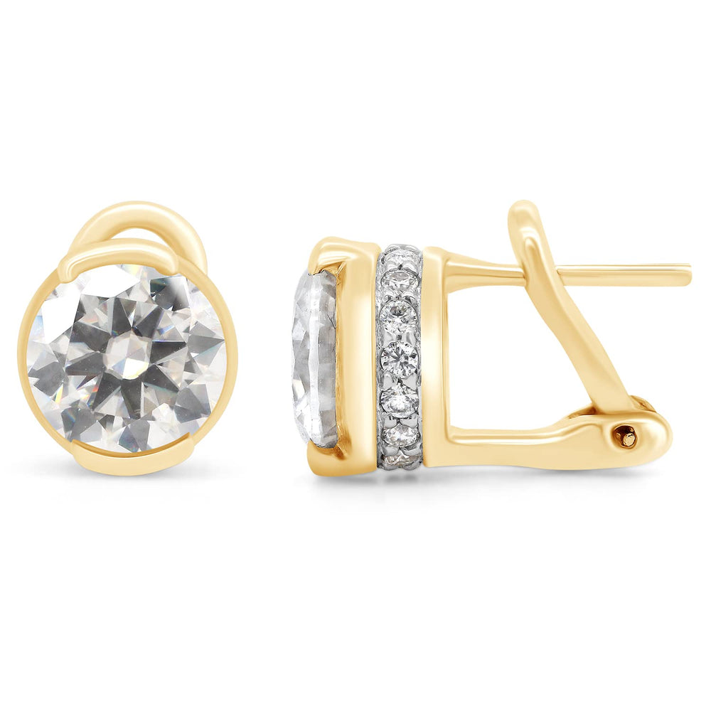 
                      
                        3.50 Carat 8MM Round Cut Lab Created Moissanite Diamond Solitaire Stud Earrings In 10K Or 14K Solid Gold
                      
                    