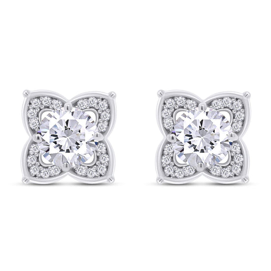 Load image into Gallery viewer, 1ct Lab Created Moissanite Diamond Floral Halo Stud Earrings For Women Men In 925 Sterling Silver
