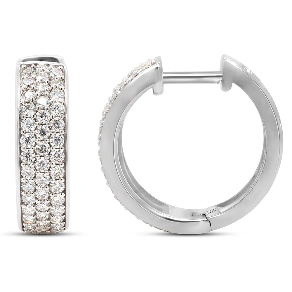 
                      
                        1.25 Carat Round Cut Lab Created Moissanite Diamond Triple Row Huggie Hoop Earrings In 10K Or 14K Solid Gold
                      
                    