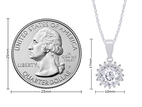 1 1/5 Ct Lab Created Moissanite Diamond Dainty Flower Pendant Necklaces Jewelry Gift For Women In 925 Sterling Silver (1.20 Cttw)