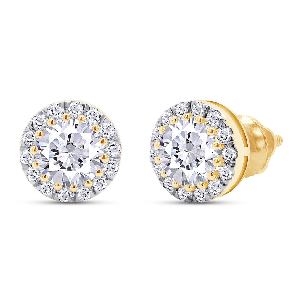 
                      
                        3 Carat Lab Created Moissanite Diamond Screw Back Halo Stud Earrings In 925 Sterling Silver (VVS1 Clarity, 3 Cttw)
                      
                    