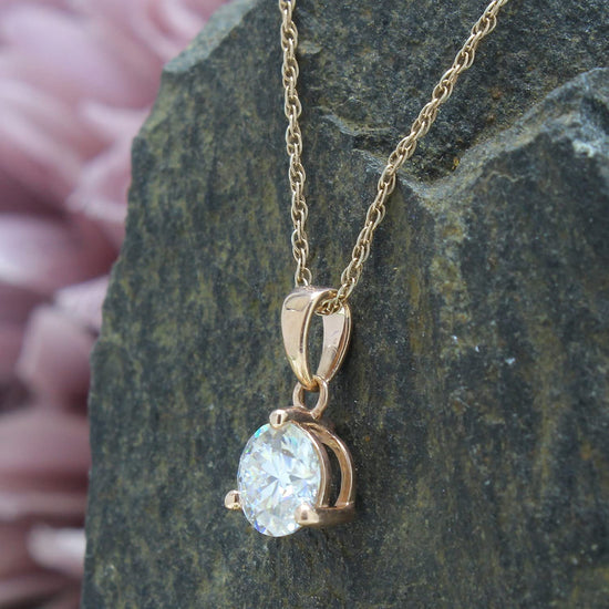 1 Carat Lab Created Moissanite Diamond Solitaire Pendant Necklace In 925 Sterling Silver (1 Cttw)