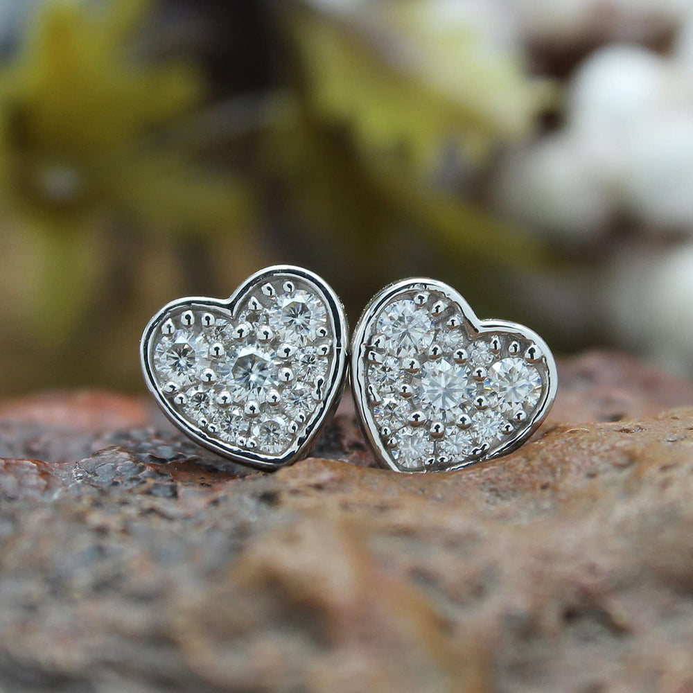 
                      
                        1/3 Carat Lab Created Moissanite Diamond Heart Cluster Stud Earrings In 925 Sterling Silver (VVS1 Clarity, 0.30 Cttw)
                      
                    