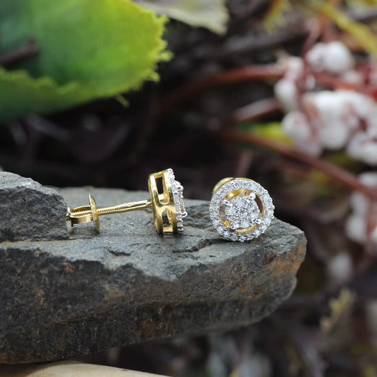 1/4 Carat Round Cut Lab Created Moissanite Diamond Circle Stud Earrings In 10K Or 14K Solid Gold For Women (0.25 Cttw)