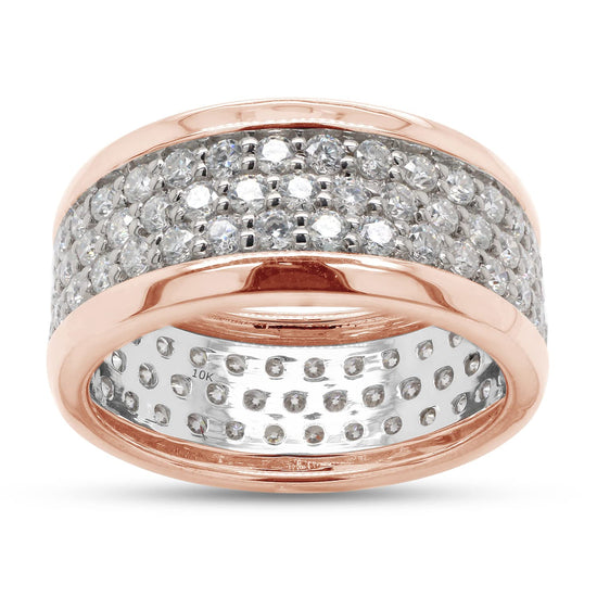 1 3/4 ct.t.w Round Cut Lab Created Moissanite Diamond 3-Row Full Eternity Stackable Wedding Band Ring In 10K Or 14K Solid Gold (1.75 Cttw)