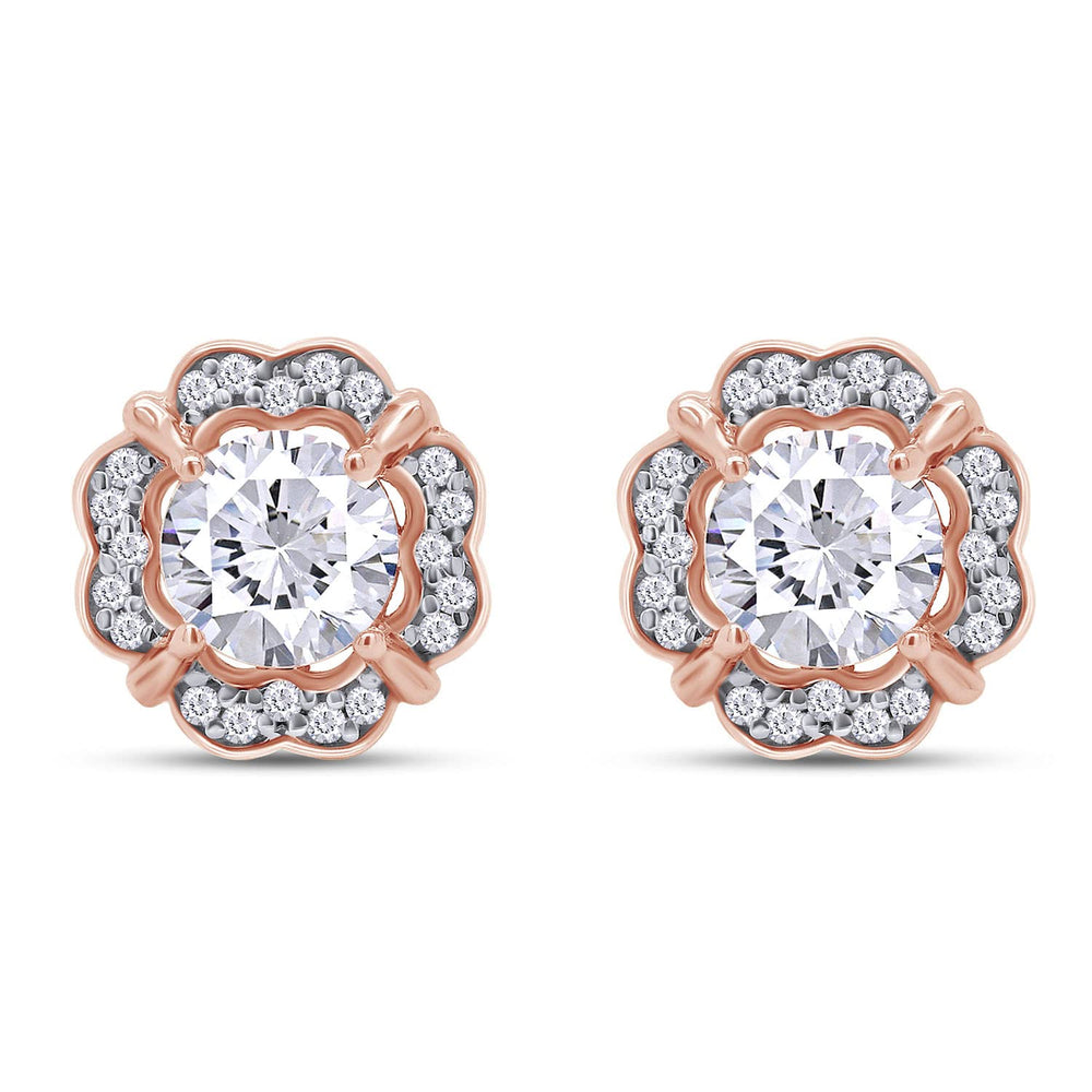 
                      
                        1 Carat Round Cut Lab Created Moissanite Diamond Floral Halo Stud Earrings In 925 Sterling Silver Jewelry
                      
                    