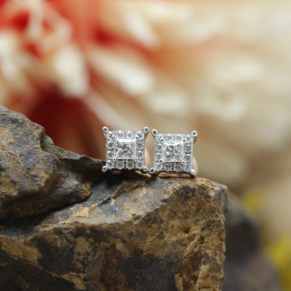 
                      
                        1/5 ct.t.w Princess & Round Cut Lab Created Moissanite Diamond Halo Stud Earrings In 925 Sterling Silver (0.20 Cttw)
                      
                    