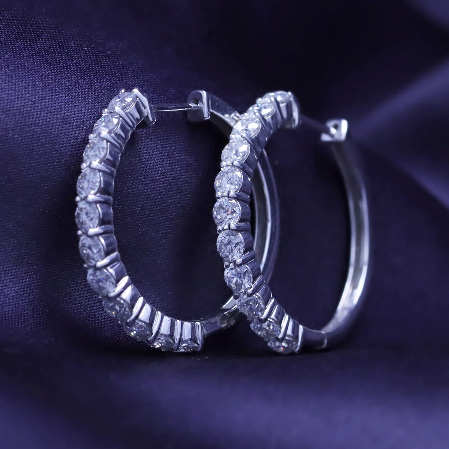 3 1/4 Carat Lab Created Moissanite Diamond 29MM Big Hoop Earrings In 14K Gold Post & 925 Sterling Silver (3.25 Cttw)