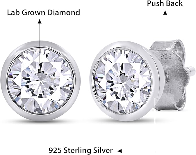 5MM Solitaire Lab Grown Diamond Stud Earrings