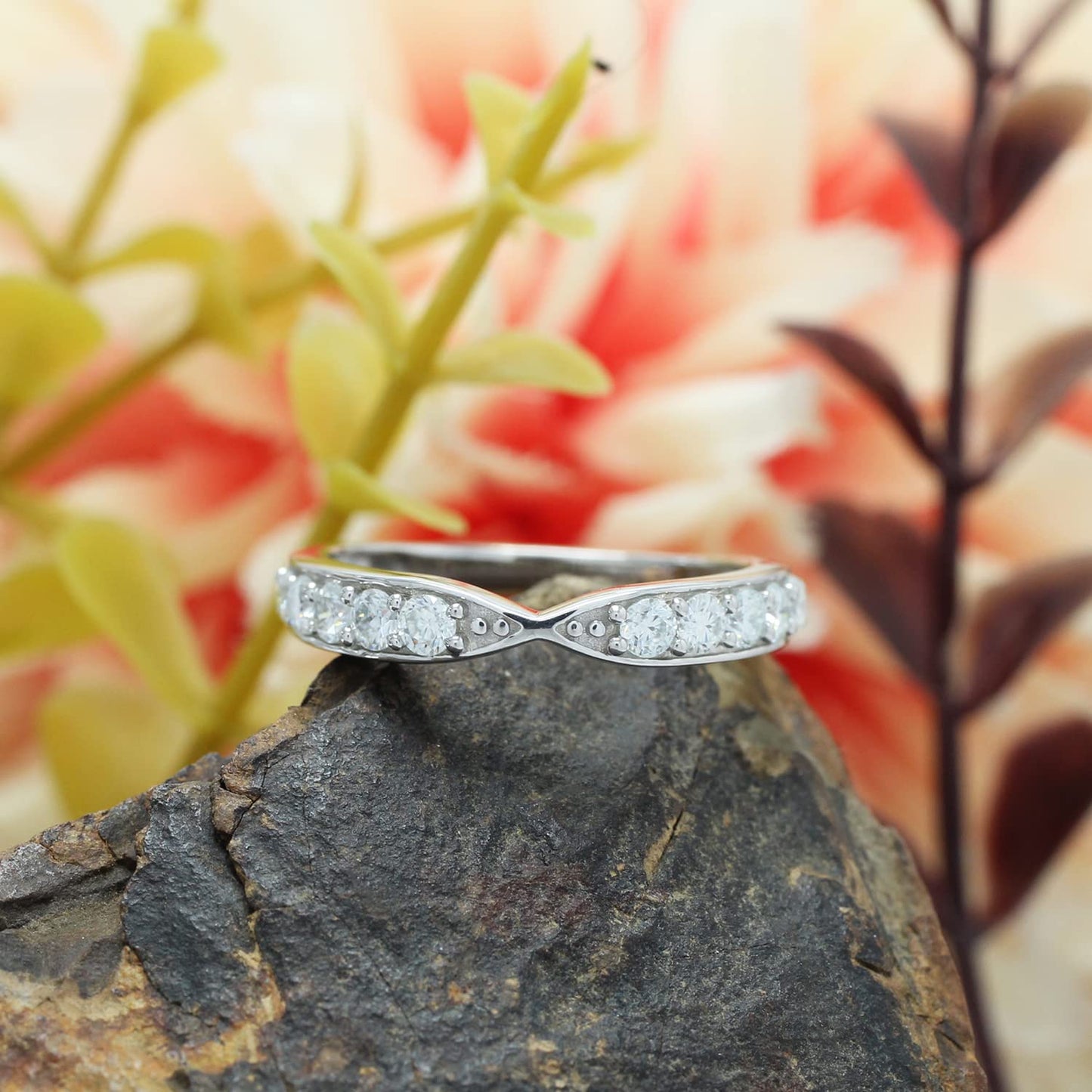 0.50 Carat Round Cut Lab Created Moissanite Diamond 2.3MM Width Half Eternity Wedding Band Ring In 925 Sterling Silver