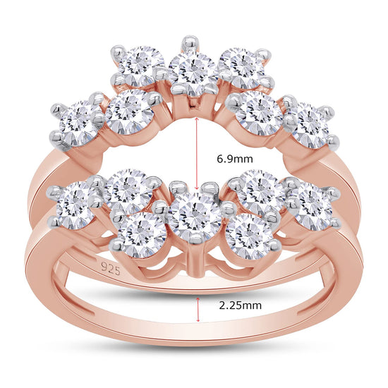 1 1/3 ct t.w Round Lab Created Moissanite Diamond Sunburst Halo Guard Enhancer Ring In 14K Gold Over Sterling Silver For Womens (VVS1 Clarity 1.33 Ct), Valentine's Day Gift For Her