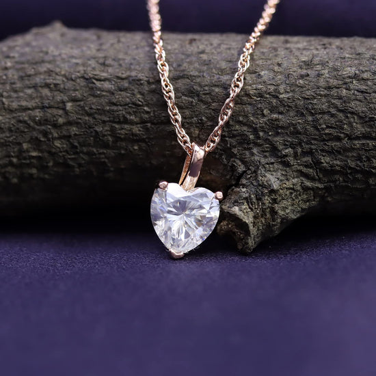 1/2 Carat Heart Cut Lab Created Moissanite Diamond Solitaire Pendant Necklace In 925 Sterling Silver (0.50 Cttw)