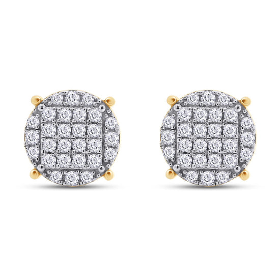 2/5 Carat Round Cut Lab Created Moissanite Diamond Screw Back Cluster Earrings In 925 Sterling Silver (0.40 Cttw)