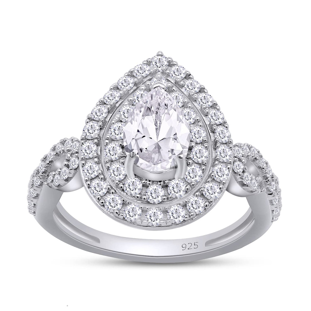 
                      
                        1.25 Carat Pear & Round Lab Created Moissanite Diamond Pear-Shaped Halo Infinity Twist Engagement Ring In 925 Sterling Silver
                      
                    