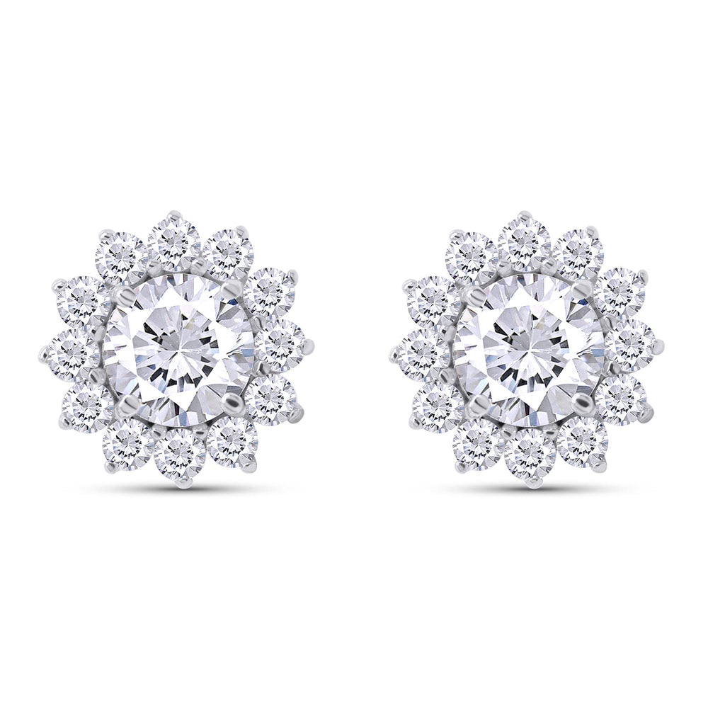 1.5 Carat Round Cut Lab Created Moissanite Diamond Push Back Halo Stud Earrings In 925 Sterling Silver (1.5 Cttw)