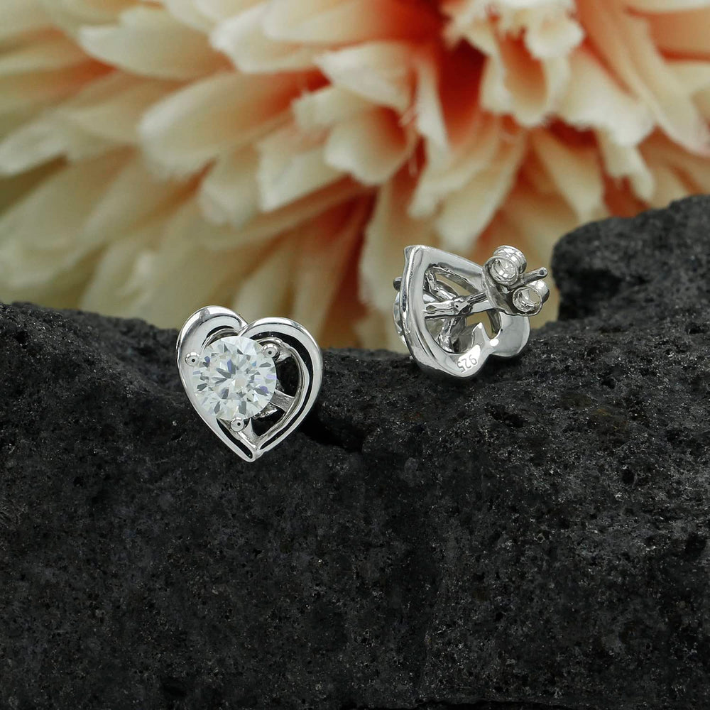 
                      
                        1.50 Carat 6MM Round Lab Created Moissanite Diamond Solitaire Heart Stud Earrings In 925 Sterling Silver
                      
                    