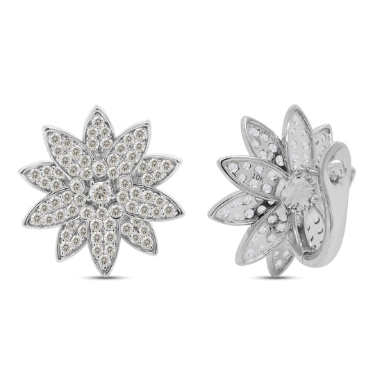 3 1/4 Carat 3.5MM Center Round Cut Lab Created Moissanite Diamond Floral Cluster Flower Stud Earrings For Women In 10K Solid Gold (3.25 Cttw)