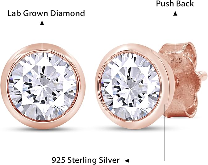 5MM Solitaire Lab Grown Diamond Stud Earrings