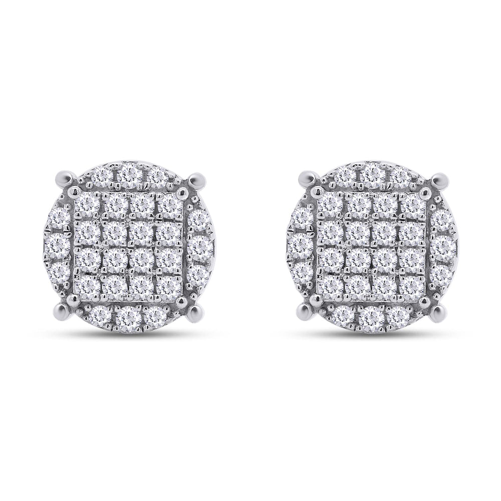 2/5 Carat Round Cut Lab Created Moissanite Diamond Screw Back Cluster Earrings In 925 Sterling Silver (0.40 Cttw)