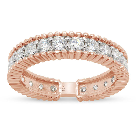 1 1/2 Carat Round Cut Lab Created Moissanite Diamond Beaded Eternity Wedding Band Ring for Women in 10K or 14K Solid Gold (1.50 Cttw)