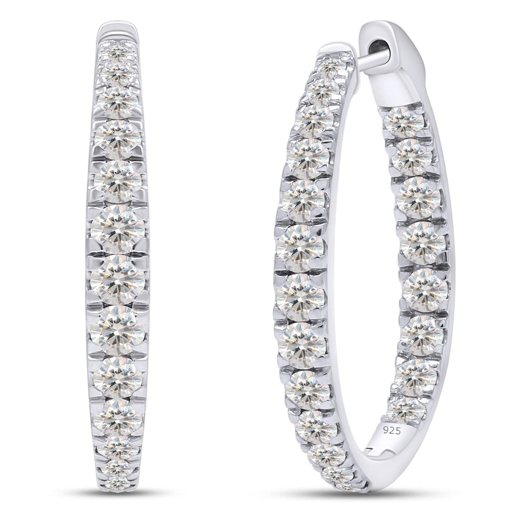 
                      
                        3 Carat Lab Created Moissanite Diamond Inside Outside Hoop Earrings In 925 Sterling Silver For Women (VVS1 Clarity)
                      
                    