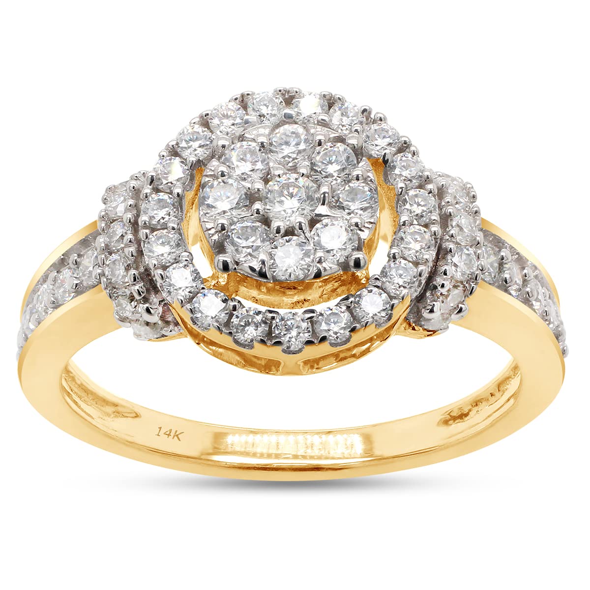 0.60 Carat Round Cut Lab Created Moissanite Diamond Cluster Engagement Ring for Women in 10K or 14K Solid Gold
