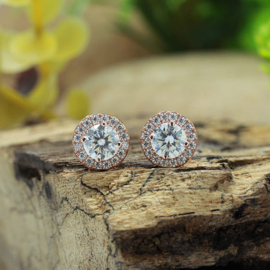 1 Carat Lab Created Moissanite Halo Stud Earrings For Women In 925 Sterling Silver (VVS1 Clarity, 1.00 Cttw)