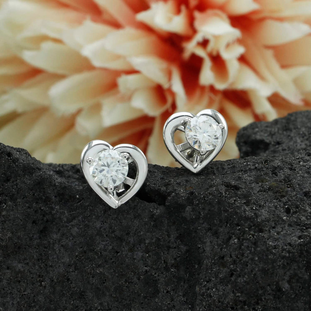 
                      
                        1.50 Carat 6MM Round Lab Created Moissanite Diamond Solitaire Heart Stud Earrings In 925 Sterling Silver
                      
                    