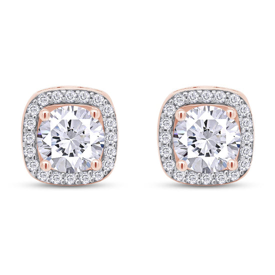 Load image into Gallery viewer, 1 Carat Lab Created Moissanite Diamond Halo Stud Earring For Women In 925 Sterling Silver
