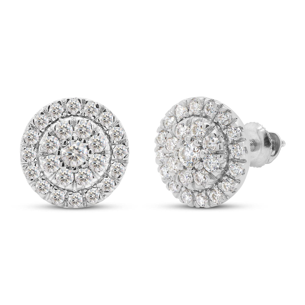 
                      
                        0.90 Carat Round Cut Lab Created Moissanite Diamond Halo Cluster Stud Earrings For Women In 10K Or 14K Solid Gold
                      
                    