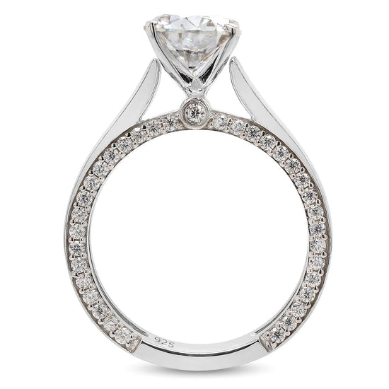 7MM Round Cut Lab Created Moissanite Diamond Solitaire Promise Engagement Wedding Ring In 925 Sterling Silver (2 Cttw)