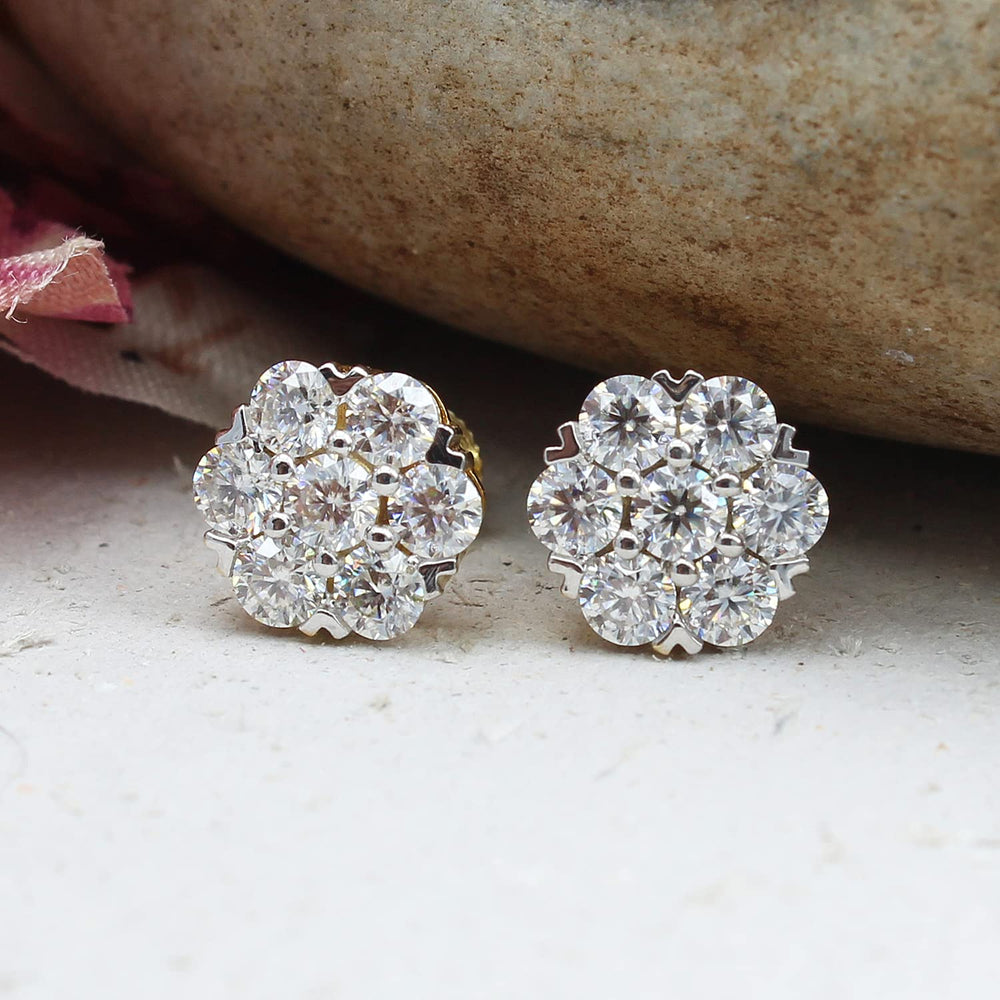 
                      
                        1.20 Carat Round Cut Lab Created Moissanite Diamond Floral Cluster Stud Earrings For Women In 10K Or 14K Solid Gold
                      
                    