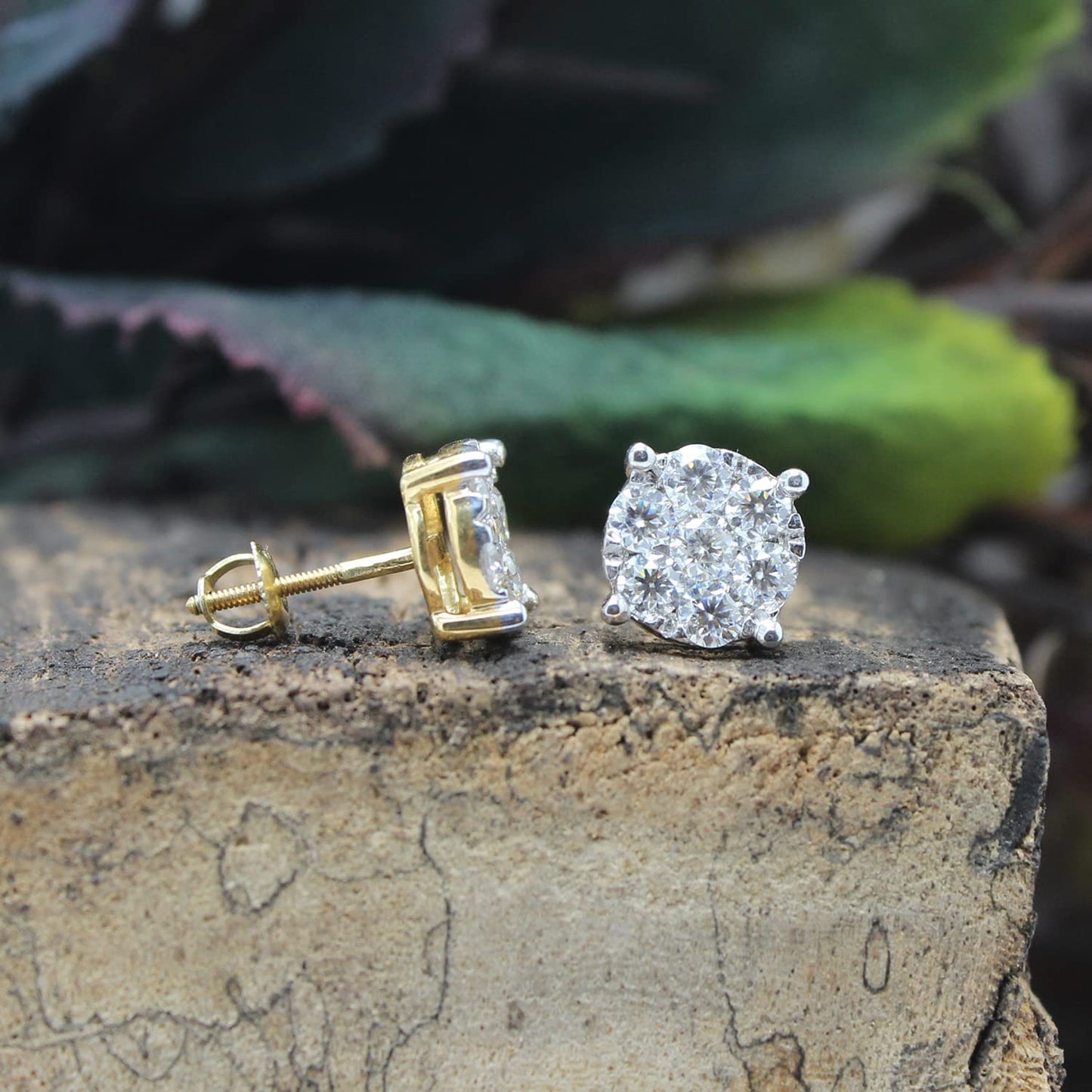 1 1/5 Carat Round Cut Lab Created Moissanite Diamond Cluster Stud Earrings In 10K Or 14K Solid Gold (1.20 Cttw)