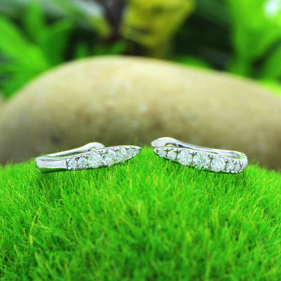 Round Cut Moissanite Lab Created Diamond Huggie Hoop Earrings For Women In 925 Sterling Silver