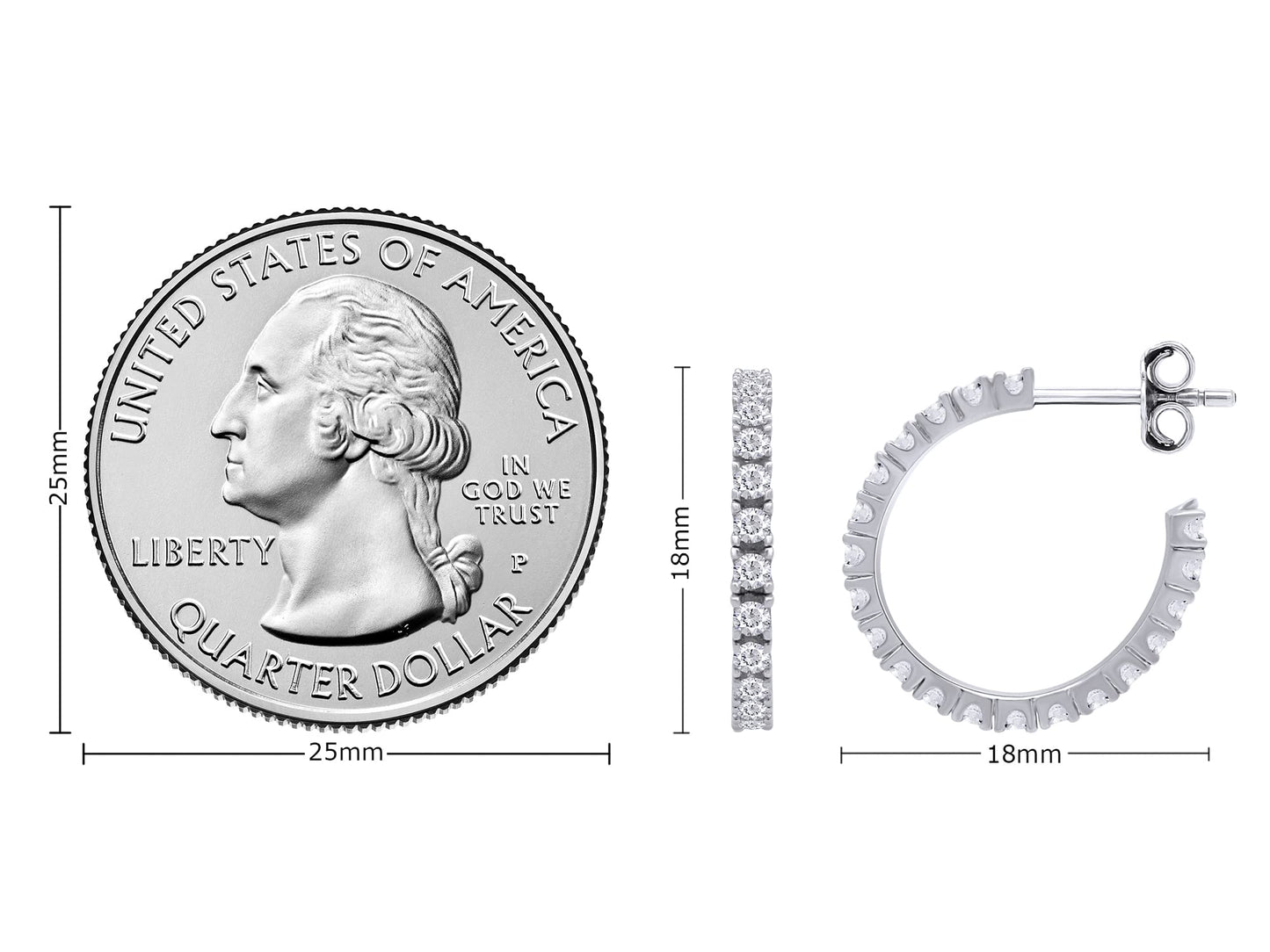 1/2 Carat Round Cut Lab Created Moissanite Diamond Eternity Hoop Earrings In 925 Sterling Silver (0.50 Cttw)