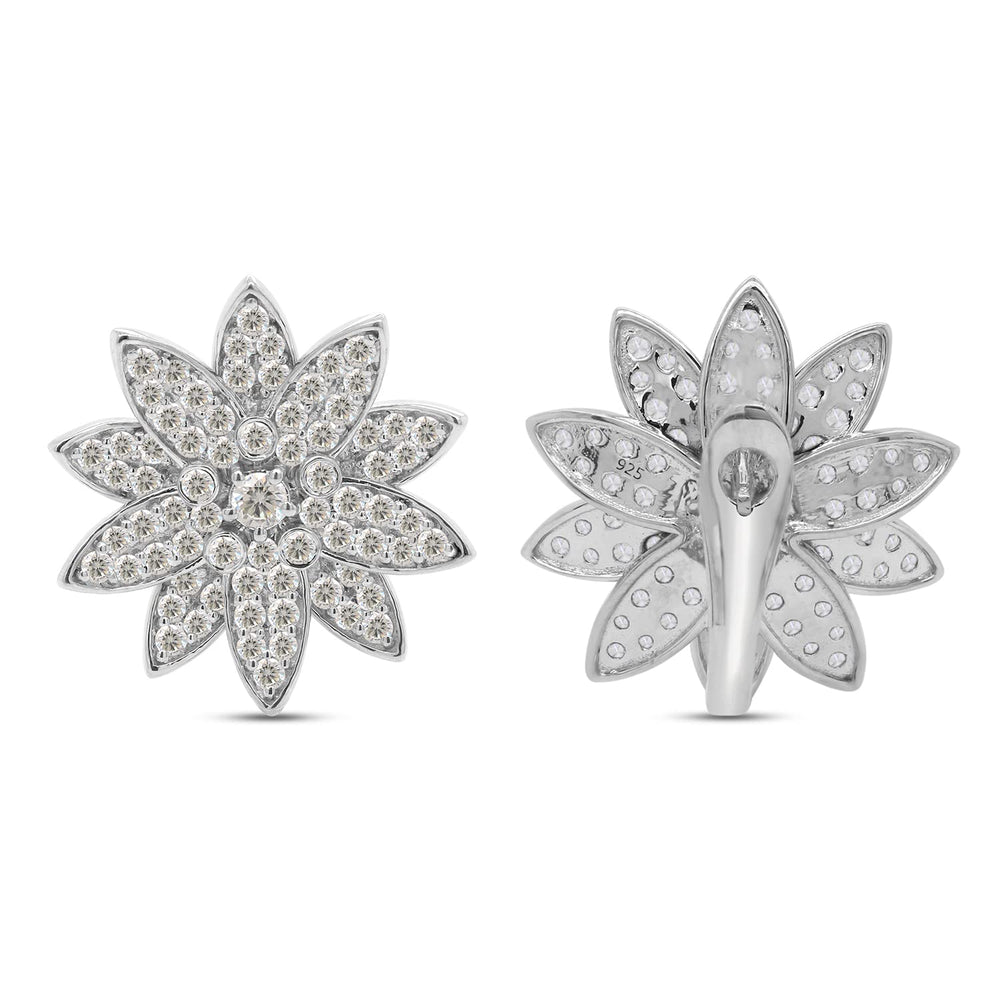 
                      
                        3 1/4 Carat Round Cut Lab Created Moissanite Diamond Cluster Floral Stud Earrings In 925 Sterling Silver (3.20 Cttw)
                      
                    