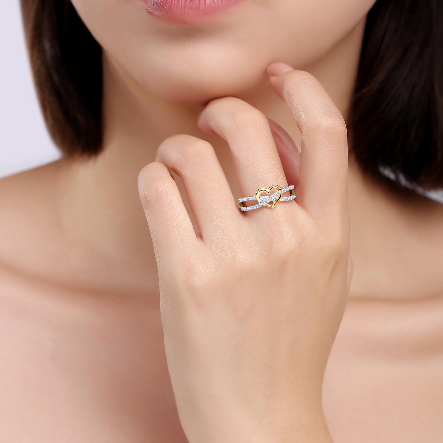 Infinity Heart White Cubic Zirconia Ring