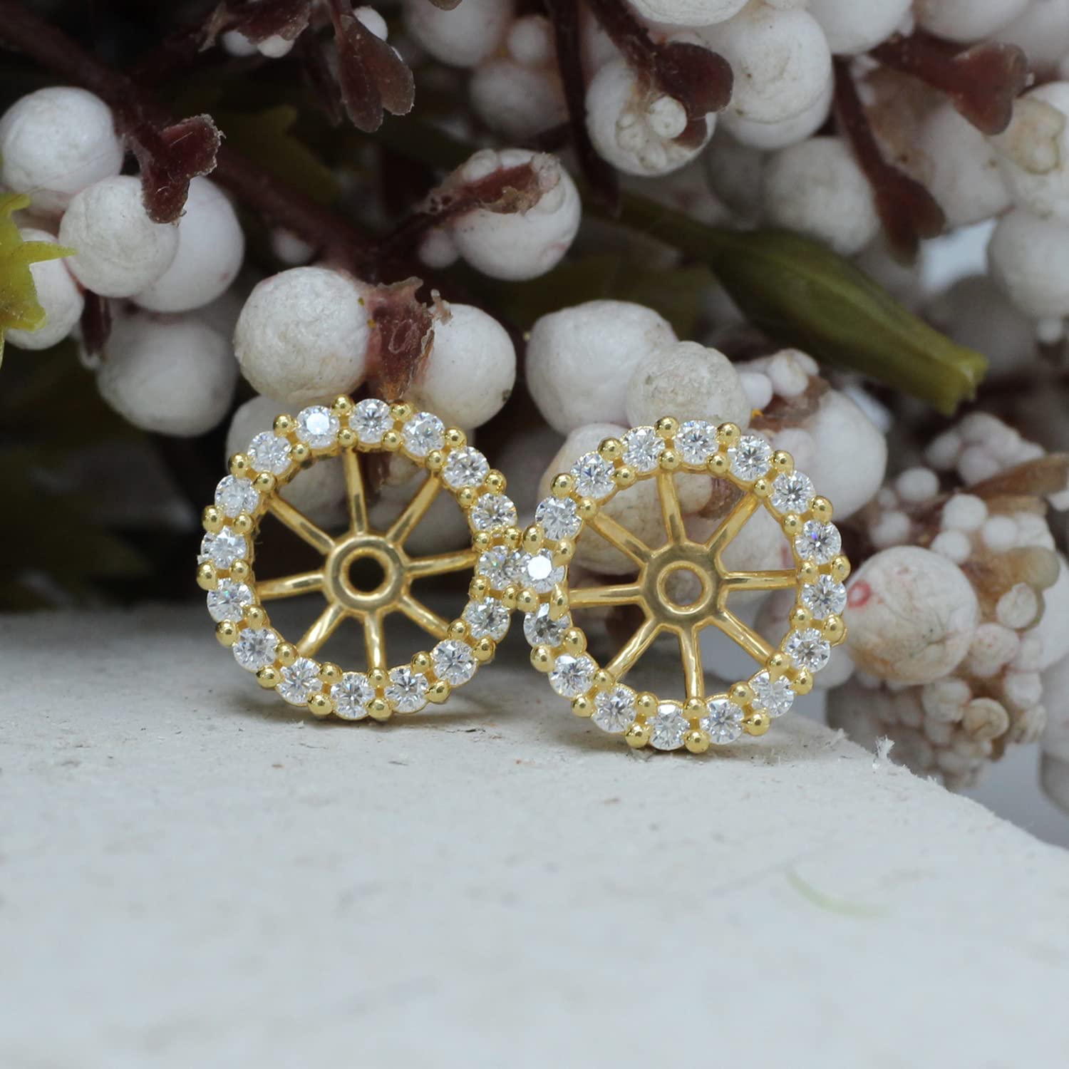 Halo Women's Earring Jackets for 8.50MM Round Shape Studs with Lab Grown Diamond Ear Jackets