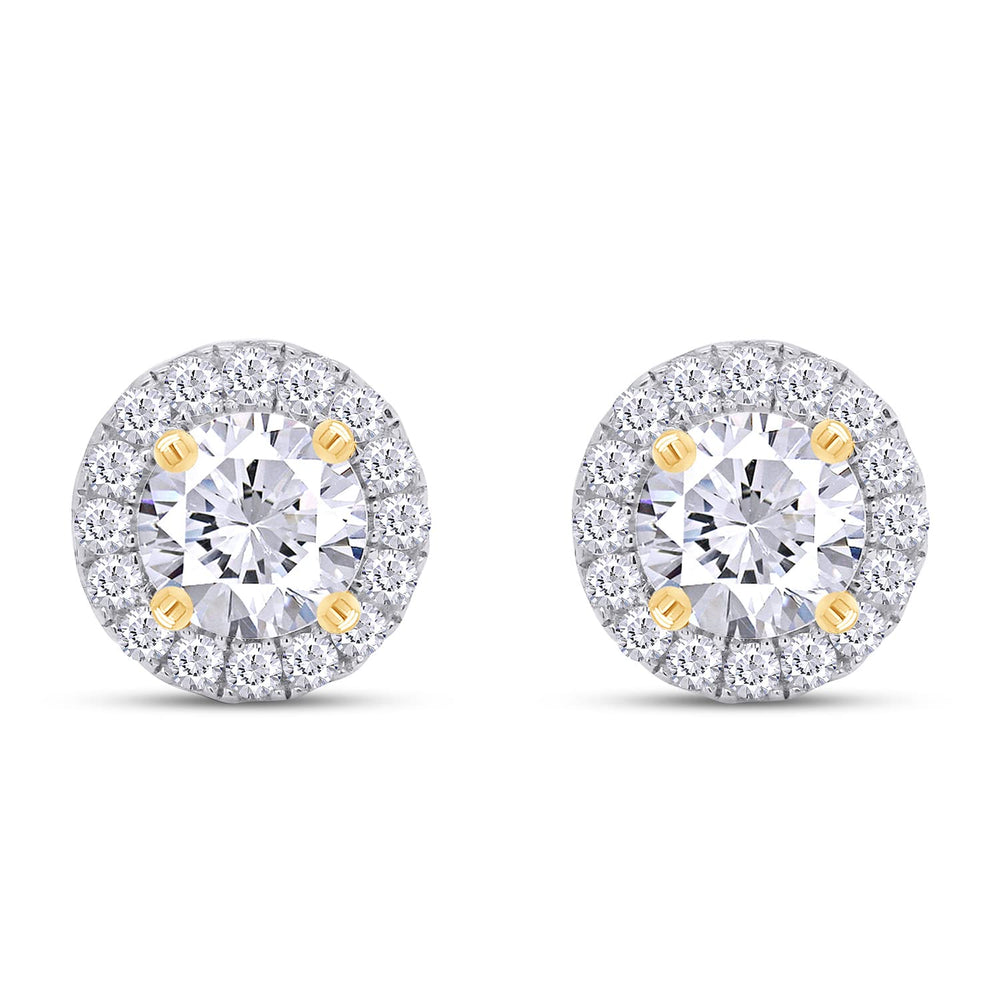 
                      
                        1 Carat Center Stone 5MM Round Cut Lab Created Moissanite Diamond Push Back Halo Stud Earrings In 925 Sterling Silver (1 Cttw)
                      
                    