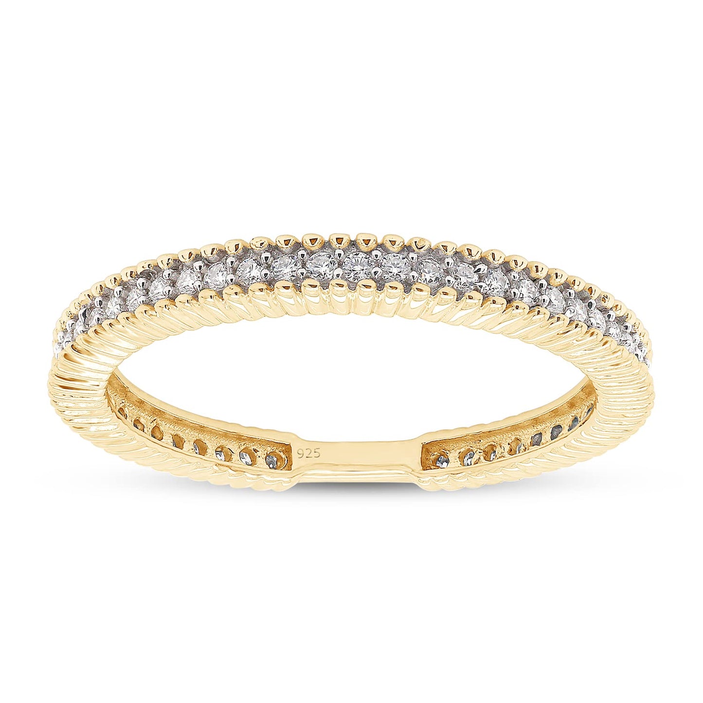 0.25 Carat Round Cut Lab Created Moissanite Diamond Beaded Eternity Wedding Band Ring for Women in 925 Sterling Silver