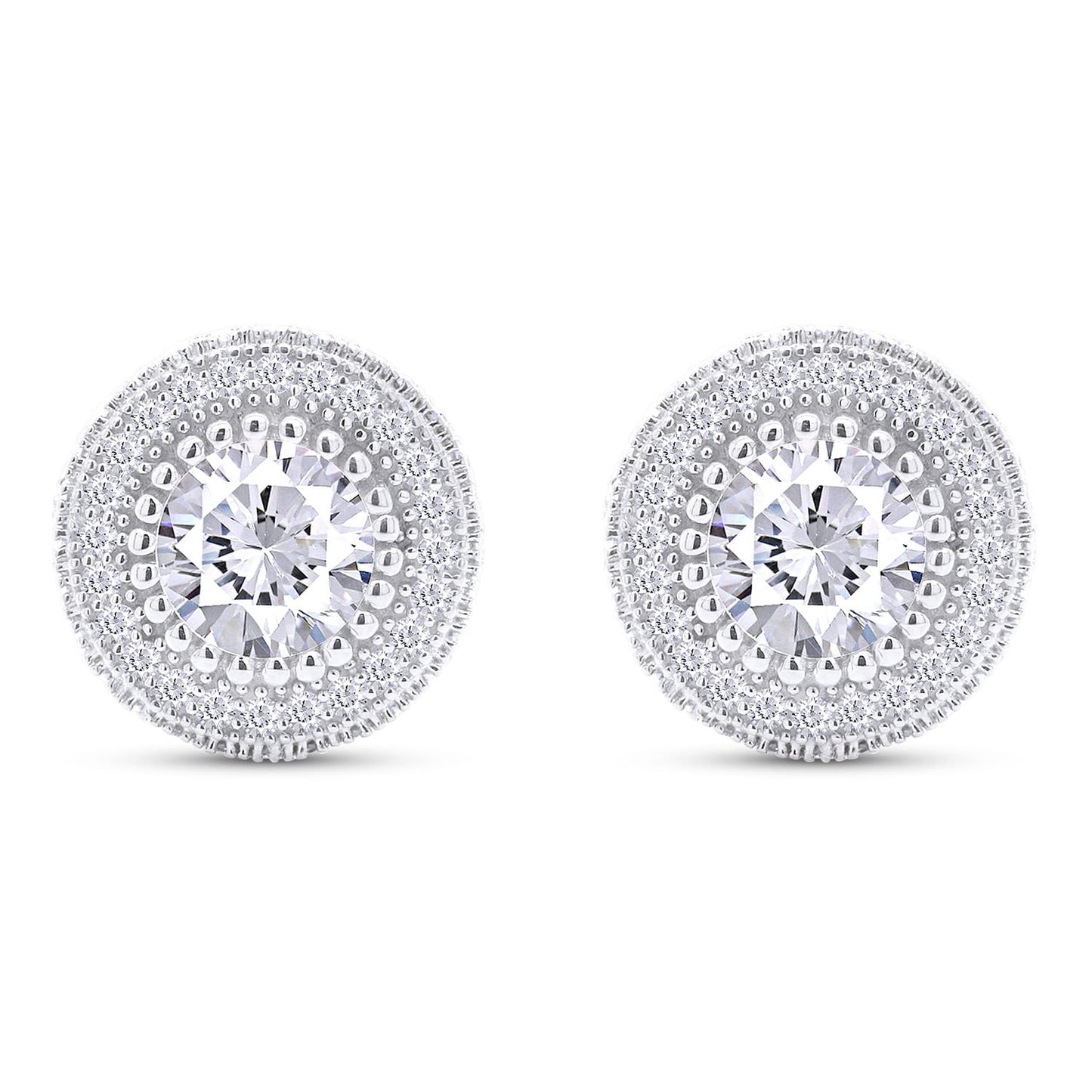 2.5 Carat Center Stone 6MM Round Cut Lab Created Moissanite Diamond Screw Back Stud Earrings In 925 Sterling Silver (2.5 Cttw)