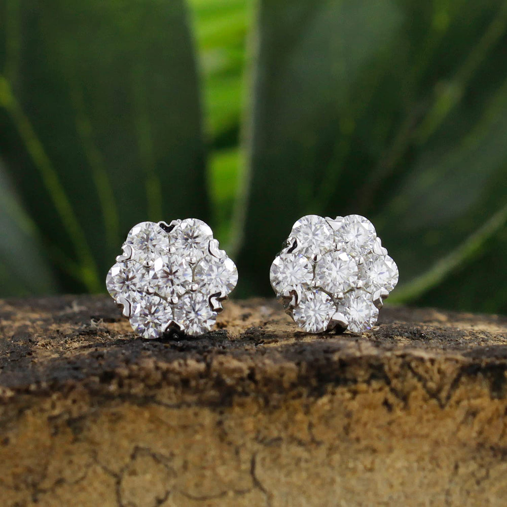 
                      
                        1.20 Carat Round Cut Lab Created Moissanite Diamond Floral Cluster Stud Earrings For Women In 10K Or 14K Solid Gold
                      
                    